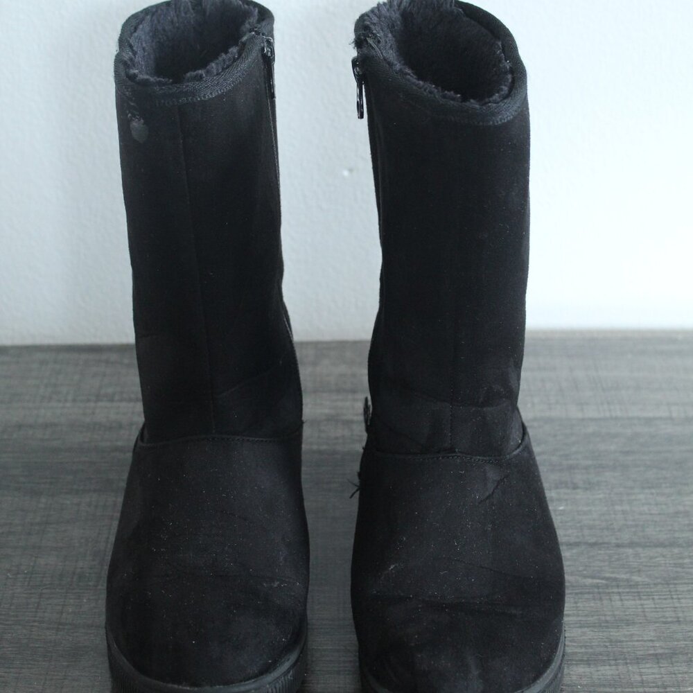 Cat & Jack Kids' Black Natalia Tall Shearling Style Boots Size 2 Warm